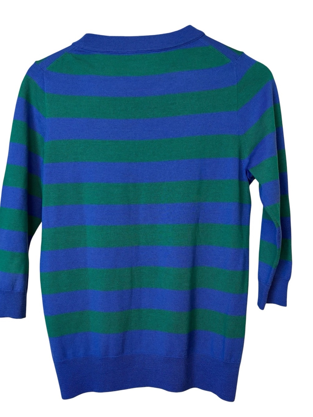 J. Crew Striped 100% Merino Wool Sweater 3/4 sleeve crew neck women’s size M - Picture 2 of 6